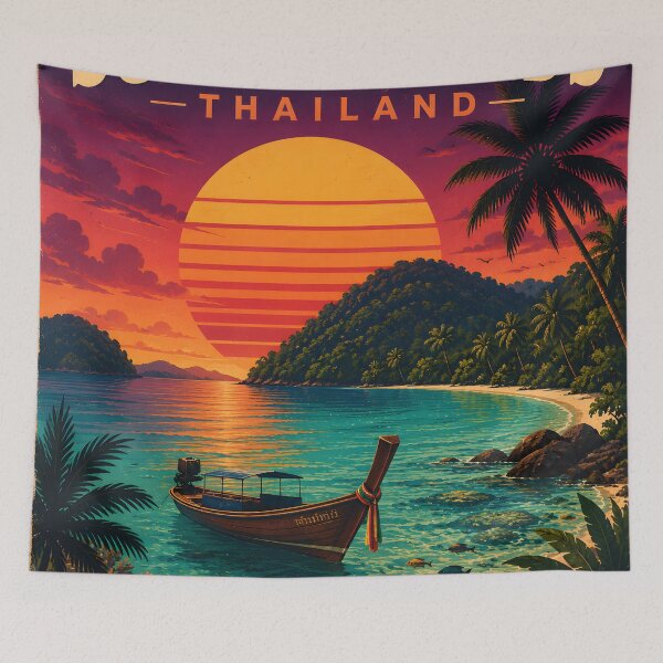 Item preview, Surin Islands Thailand Retro Sunset Travel Poster designed and sold by Spirit of Siam.