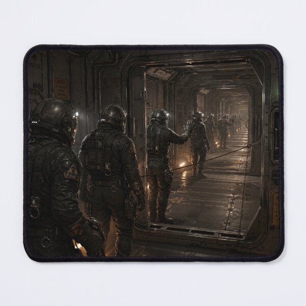 Item preview, Dark Sci-Fi Corridor Print | Derelict Spaceship Interior and Recursive Hallway Wall Art designed and sold by Element Horizon Studio.