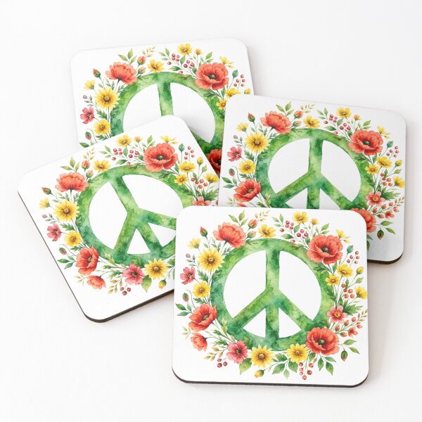 Item preview, Floral Peace Sign Watercolor designed and sold by HippyRikky.