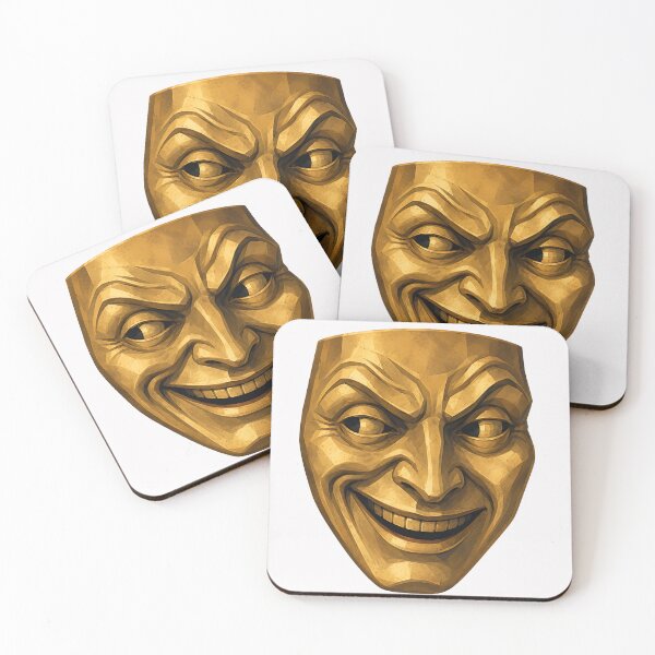 Item preview, Golden Comedy Theater Mask Faceted Grin Design designed and sold by bellaever.