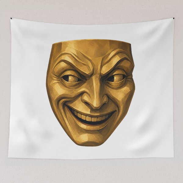 Item preview, Golden Comedy Theater Mask Faceted Grin Design designed and sold by bellaever.