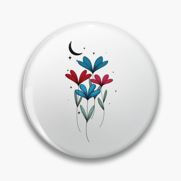 Item preview, Moon Stars and Flowers Tattoo style designed and sold by NotPrettyinPink.