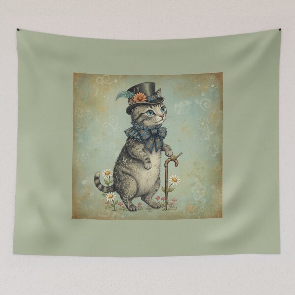 Item preview, Mystical Cats – The Gentleman Cat | Whimsical Victorian Cat Art Print | Quirky Animal Illustration designed and sold by Lorray55.