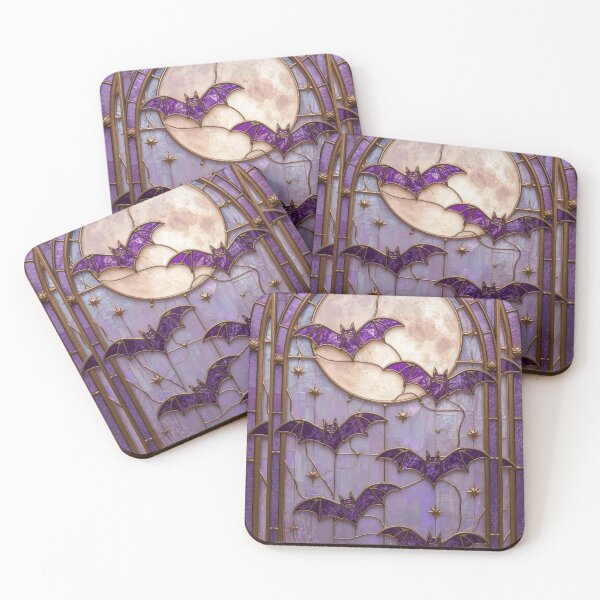 Item preview, Gothic Stained Glass Halloween Full Moon Mystical Bats designed and sold by BriSher.