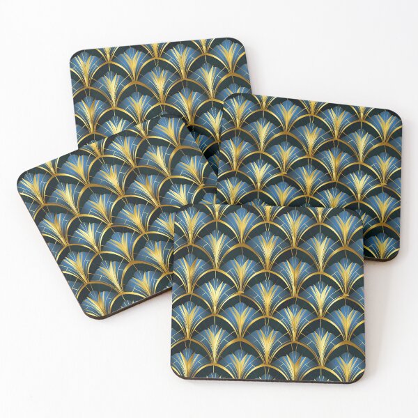 Item preview, Elegant Blue And Golden Hues Art Deco Pattern designed and sold by DEC02.