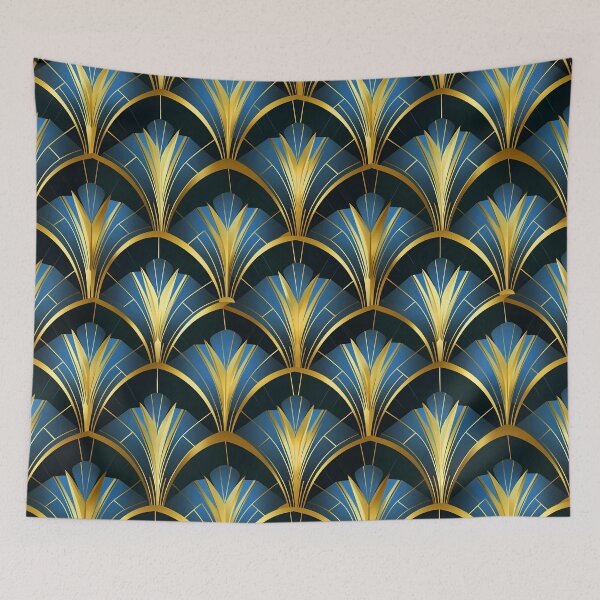Item preview, Elegant Blue And Golden Hues Art Deco Pattern designed and sold by DEC02.