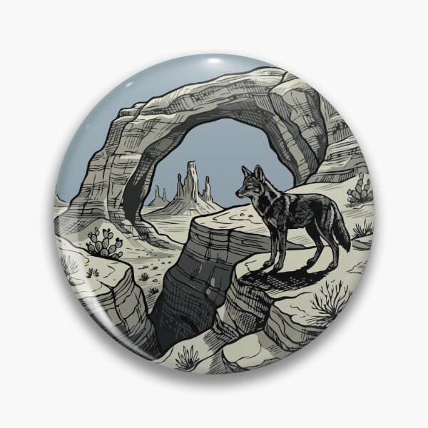 Item preview, Wolf in Western Desert Landscape Canyon Arch designed and sold by Gkinoki.