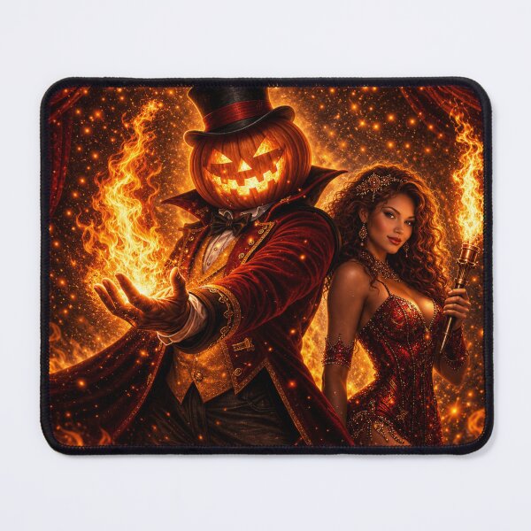 Item preview, Headless Horseman Fire Magician – Fiery Circus Fantasy Halloween Art designed and sold by TheHorsemanRidesAgain.