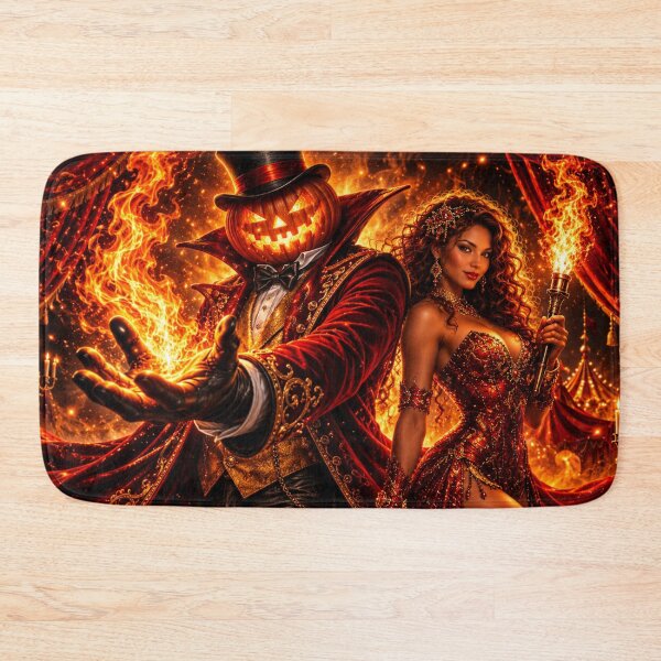 Item preview, Headless Horseman Fire Magician – Fiery Circus Fantasy Halloween Art designed and sold by TheHorsemanRidesAgain.