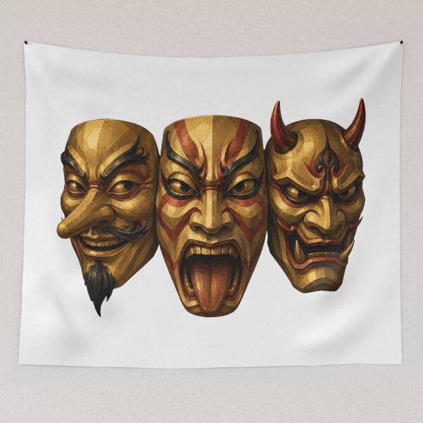 Item preview, Japanese Folklore Masks Tengu Sujikuma Oni  designed and sold by bellaever.