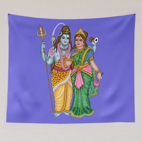 Item preview, Lord Shiva Parvati Artwork | Divine Hindu Couple Digital Painting Illustration designed and sold by Harshit_Digital_Arts.