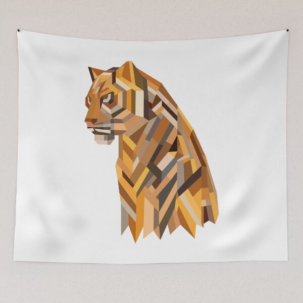 Item preview, Geometric Tiger Portrait in Earth Tones designed and sold by KhrystallineArt.