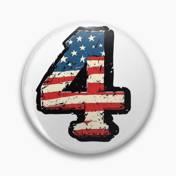 Item preview, Retro 4th of July Vintage Patriotic Americana Number 4 Sticker and T-Shirt designed and sold by thepixelcloset.
