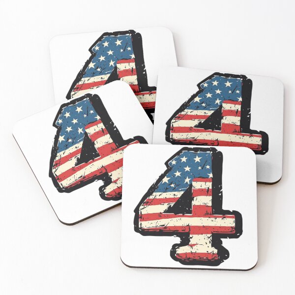 Item preview, Retro 4th of July Vintage Patriotic Americana Number 4 Sticker and T-Shirt designed and sold by thepixelcloset.
