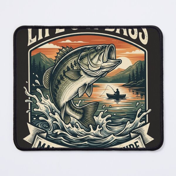 Item preview, Life's a Bass Make It an Adventure Vintage Fishing Design designed and sold by Oddasshop.