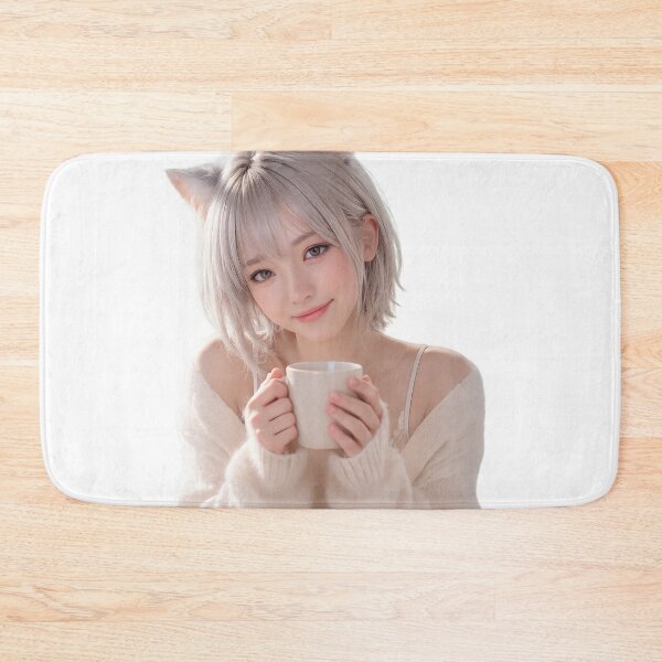 Item preview, Warm Welcome – Cozy Cat-Eared Companion with a Coffee Mug designed and sold by RinaWorksJP.