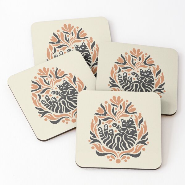 Item preview, Boho Folk Art Black Cat Botanical Floral Illustration designed and sold by Cipher & Soul.
