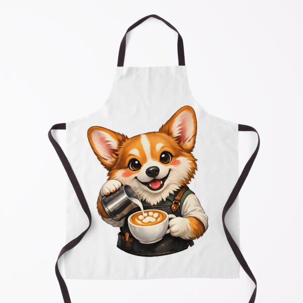 Item preview, Cute Corgi Barista Latte Art Premium Coffee Dog Illustration designed and sold by builtforyou.