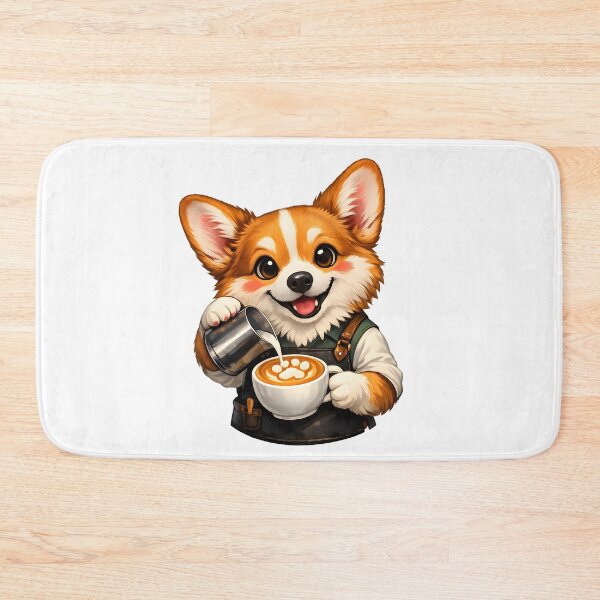 Item preview, Cute Corgi Barista Latte Art Premium Coffee Dog Illustration designed and sold by builtforyou.