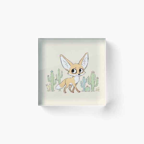 Item preview, Cute Fennec Fox Desert Cacti Kawaii Animal Art designed and sold by Cipher & Soul.