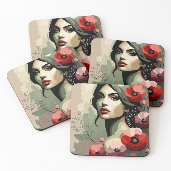Item preview, Bohemian Poppy Woman Portrait designed and sold by ArtByBoya.