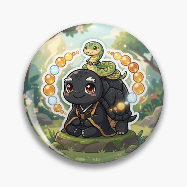 Item preview, Chibi Turtle Monk with Snake and Beads Cute Sticker designed and sold by uegi.