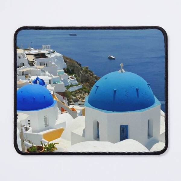 Item preview, Santorini Blue Domes and White Greek Buildings from the Clifftop designed and sold by jaynerushton.