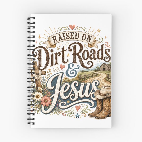 Item preview, Raised on Dirt Roads & Jesus – Rustic Country Faith designed and sold by SweetTeezPrints.
