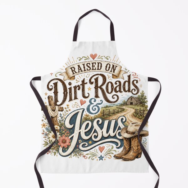 Item preview, Raised on Dirt Roads & Jesus – Rustic Country Faith designed and sold by SweetTeezPrints.