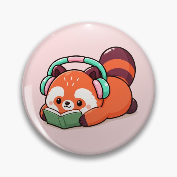 Item preview, Cute Red Panda Reading Book with Headphones designed and sold by RedpandasMerch.