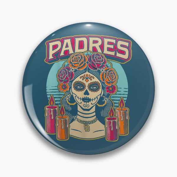 Item preview, Vintage Padres Sugar Skull Catrina Roses Baseball Fan designed and sold by MichelLoveHaris.