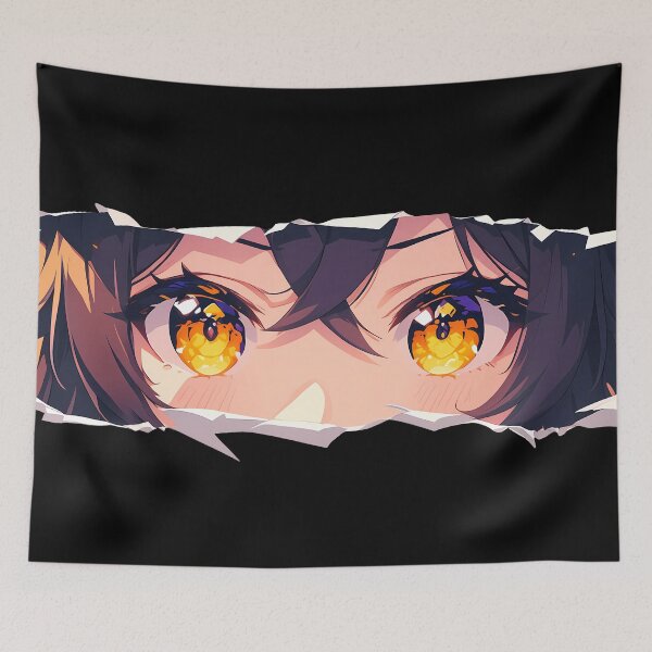 Item preview, Amber Genshin Impact Golden Eyes Ripped Paper Peeker Closeup designed and sold by PMartistStudio.
