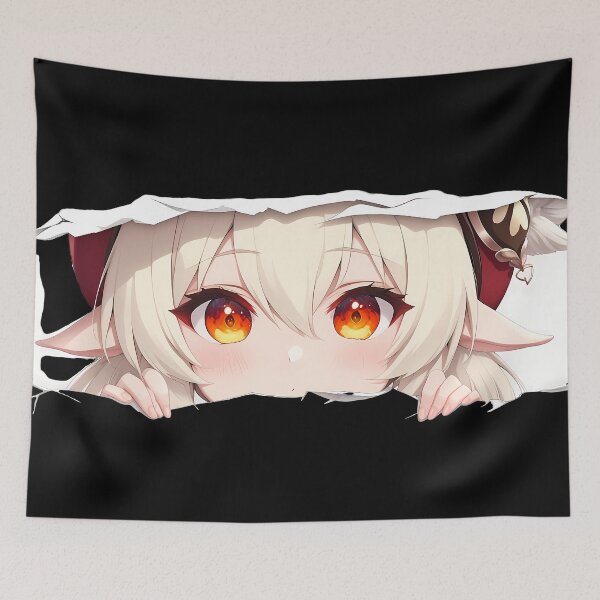Item preview, Klee Genshin Impact Cute Eyes Peeking Torn Paper Closeup designed and sold by PMartistStudio.