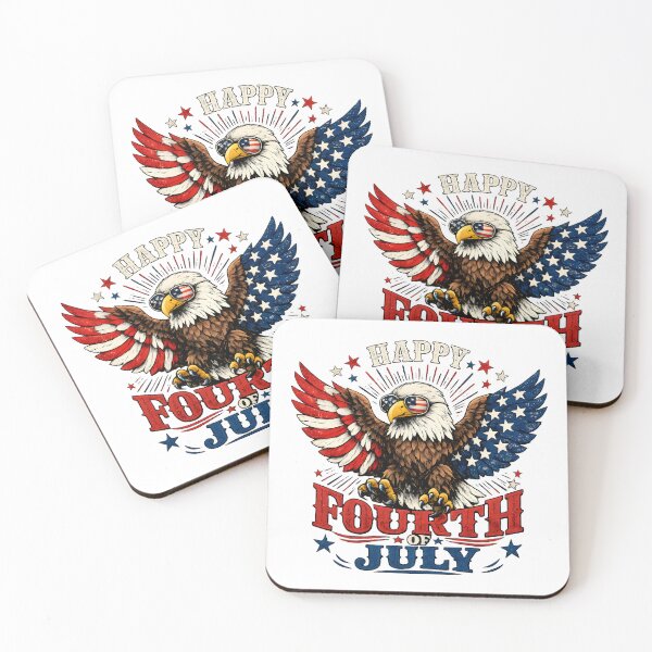 Item preview, Happy Fourth of July – Patriotic Eagle with American Flag Wings Vintage USA Design designed and sold by ONEZEROART.