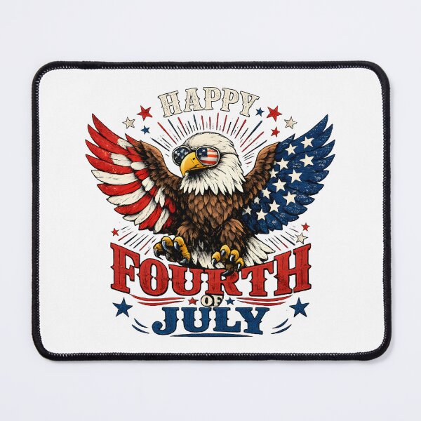 Item preview, Happy Fourth of July – Patriotic Eagle with American Flag Wings Vintage USA Design designed and sold by ONEZEROART.