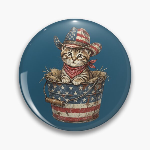 Item preview, Vintage Cowboy Cat American Flag 4th of July designed and sold by MichelLoveHaris.