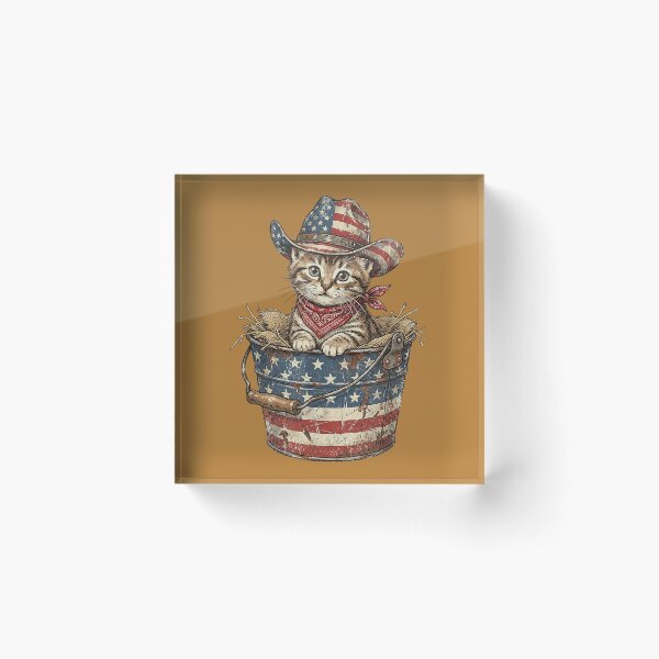 Item preview, Vintage Cowboy Cat American Flag 4th of July designed and sold by MichelLoveHaris.