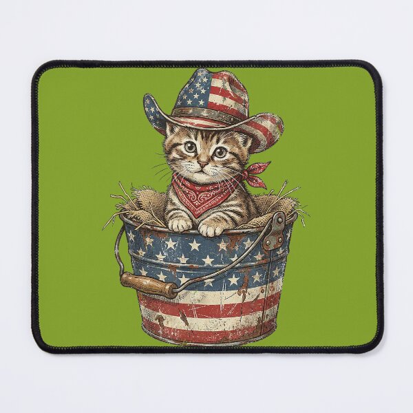 Item preview, Vintage Cowboy Cat American Flag 4th of July designed and sold by MichelLoveHaris.