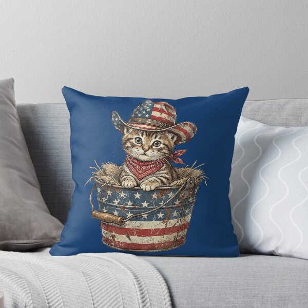 Item preview, Vintage Cowboy Cat American Flag 4th of July designed and sold by MichelLoveHaris.