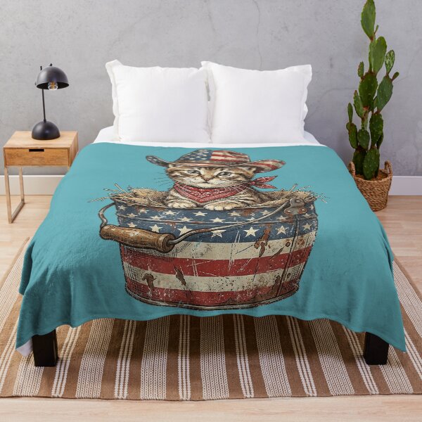 Item preview, Vintage Cowboy Cat American Flag 4th of July designed and sold by MichelLoveHaris.
