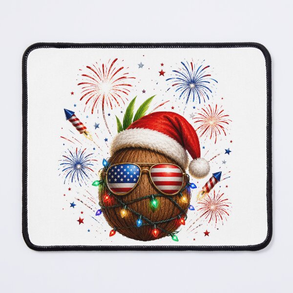 Item preview, Funny coconut wearing a santa hat Light Tree Christmas designed and sold by QuiteOrbit.