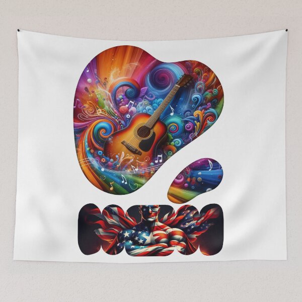 Item preview, Colorful Guitar Music Art American Patriot – Vibrant Music Lover USA Graphic designed and sold by UrmiCreation.