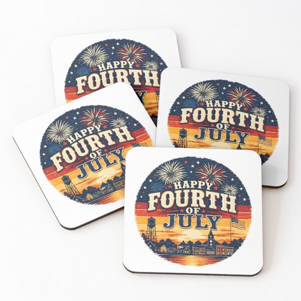 Item preview, Happy Fourth of July – Retro Patriotic Fireworks Small Town America Vintage Design designed and sold by ONEZEROART.