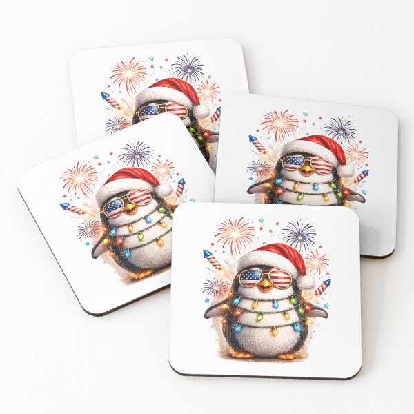 Item preview, Funny penguin wearing a santa hat Light Tree Christmas designed and sold by QuiteOrbit.