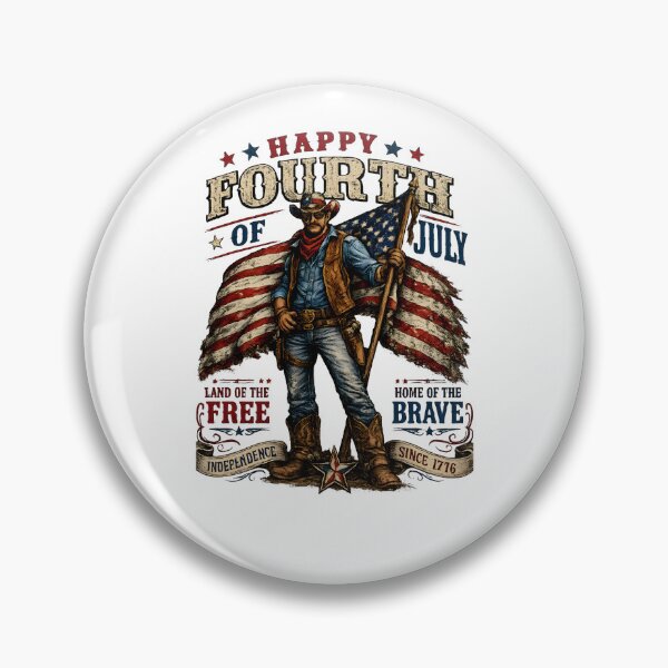 Item preview, Happy Fourth of July – Patriotic Cowboy with American Flag | Vintage Western USA Design designed and sold by ONEZEROART.