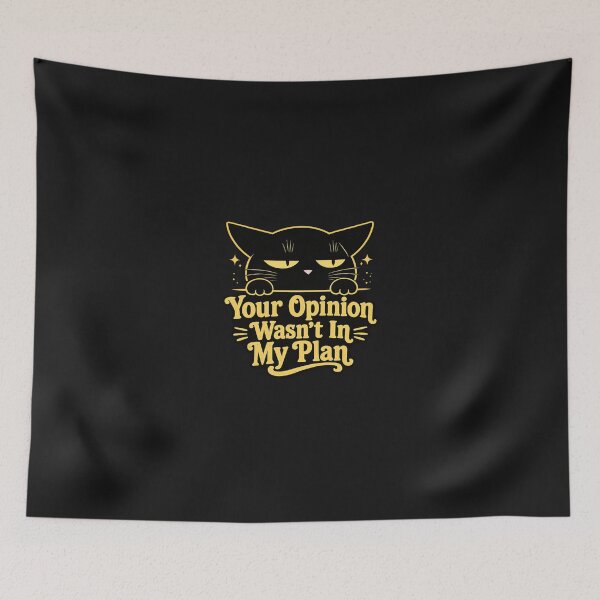 Item preview, Your Opinion Wasn't In My Plan Grumpy Black Cat Vintage Sarcastic Art designed and sold by PrintAura15.