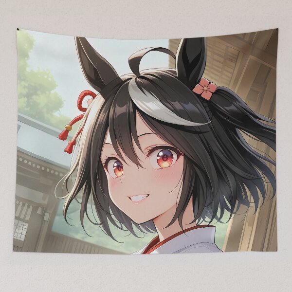 Item preview, Kitasan Black Uma Musume Shrine Maiden Soft Morning Smile designed and sold by PMartistStudio.