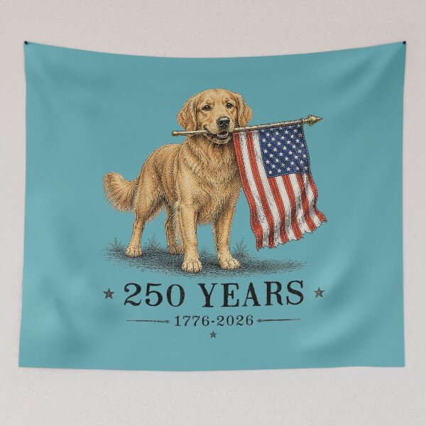 Item preview, Vintage Golden Retriever Patriotic Dog 250 Years 1776 2026 designed and sold by MichelLoveHaris.