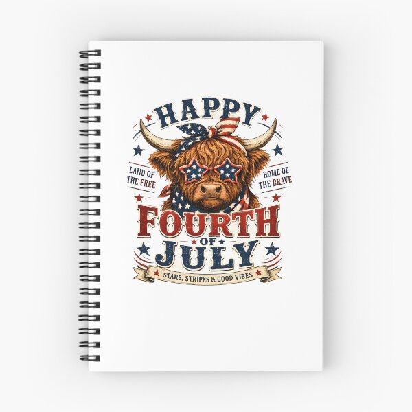 Item preview, Happy Fourth of July Highland Cow – Patriotic Cow with USA Flag Sunglasses Vintage Design designed and sold by ONEZEROART.