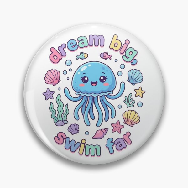 Item preview, Cute Jellyfish Cartoon Design | Kawaii Ocean Animal Sticker | Dream Big Swim Far Art designed and sold by morning sun.